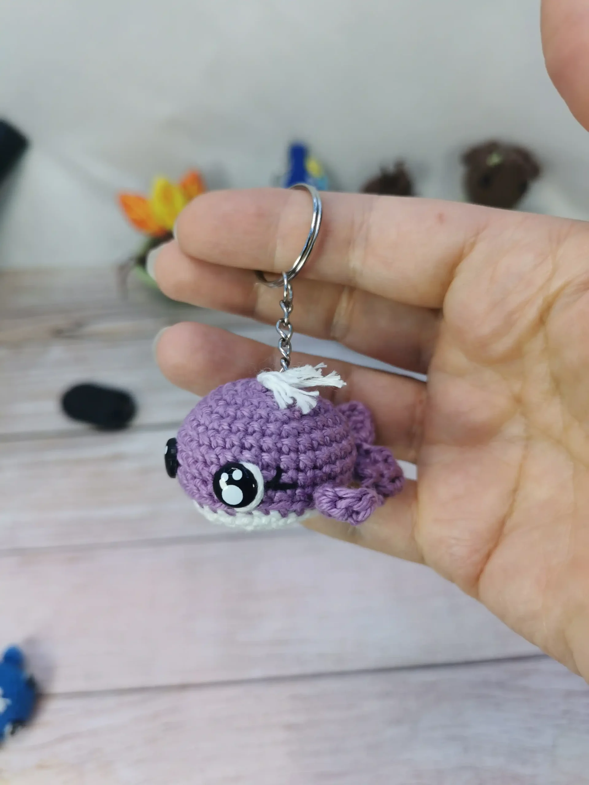 Porte-clef baleine fait main au crochet par La Mu's Heure