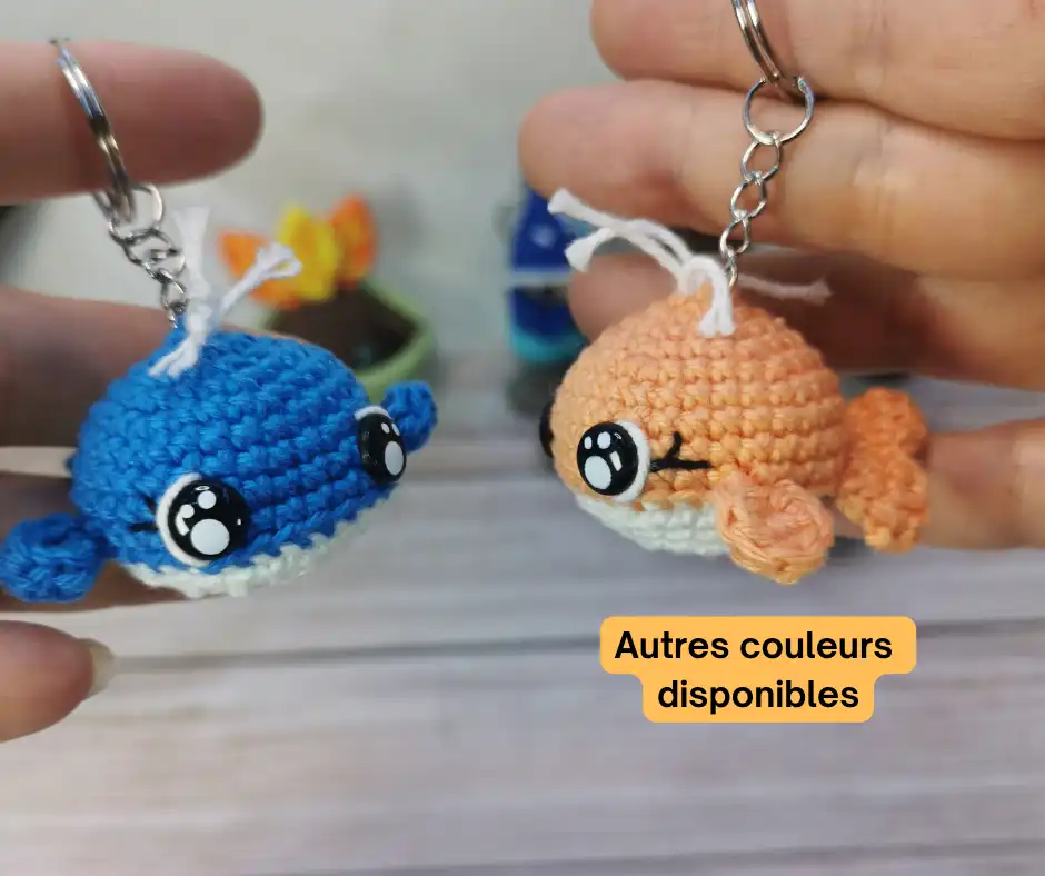 Porte-clef baleine fait main au crochet par La Mu's Heure