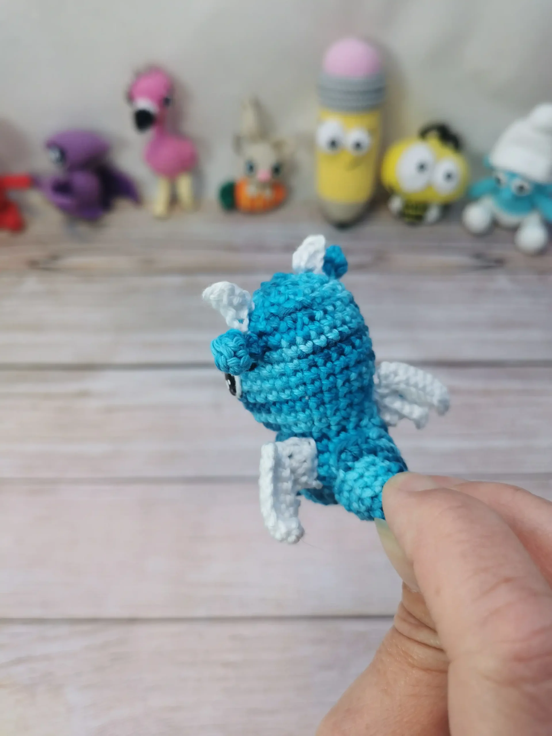 Petit Dragon Porte-clés Amigurumi fait main au crochet par La Mu's Heure