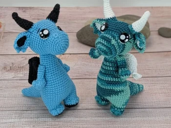 Grand dragon amigurumi fait main au crochet par La Mu's Heure