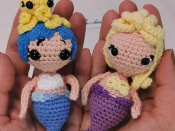 Bébé sirène amigurumi fait main au crochet par La Mu's heure