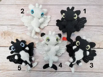 krokmou dragon furie nocturne furie éclair fluorescent amigurumi kawaii fais main au crochet par La Mu's heure