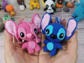 Stitch et Angel fait main au crochet par la Mu's Heure