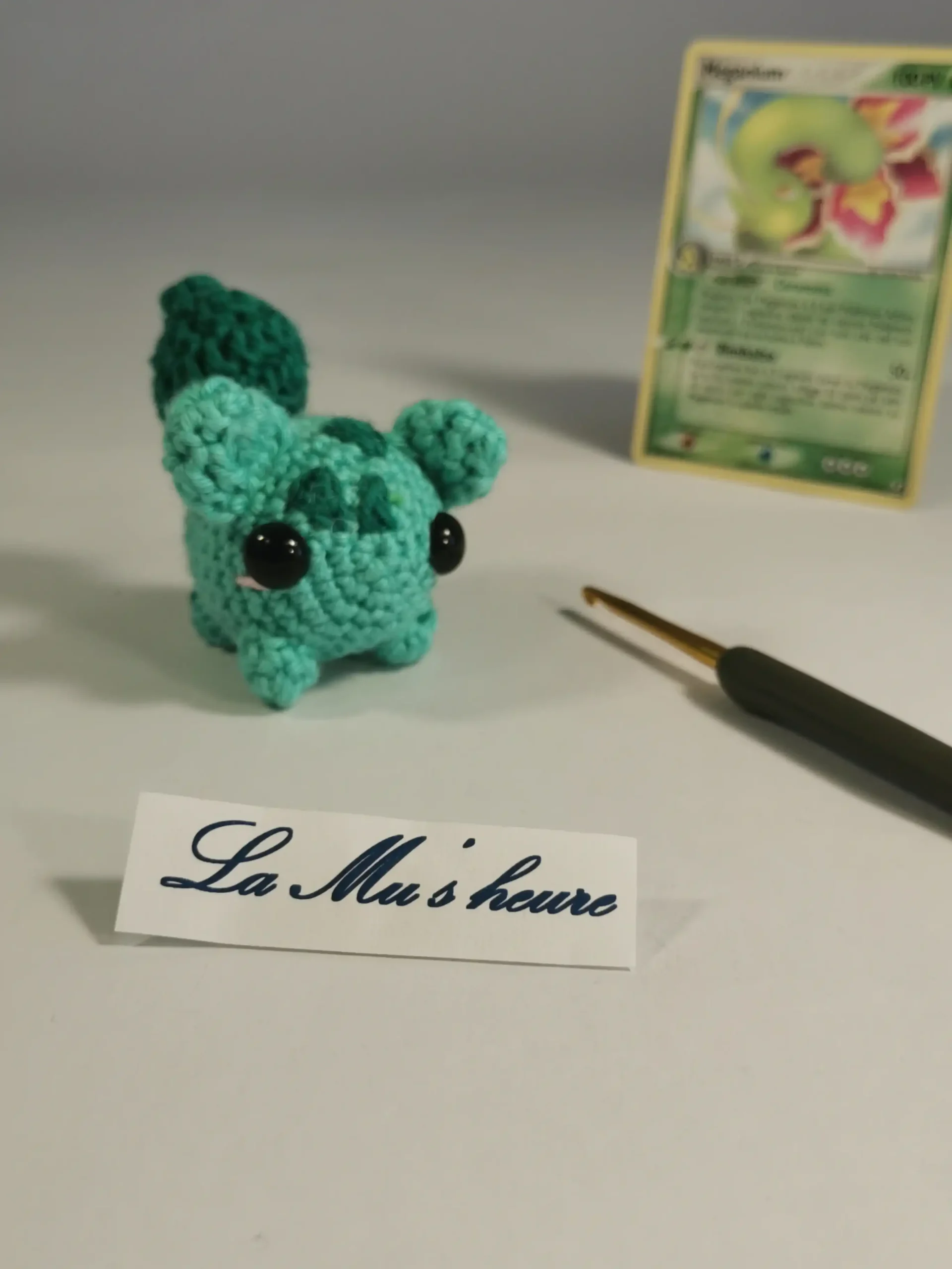 bulbizar amigurumi fait main au crochet par La Mu's heure