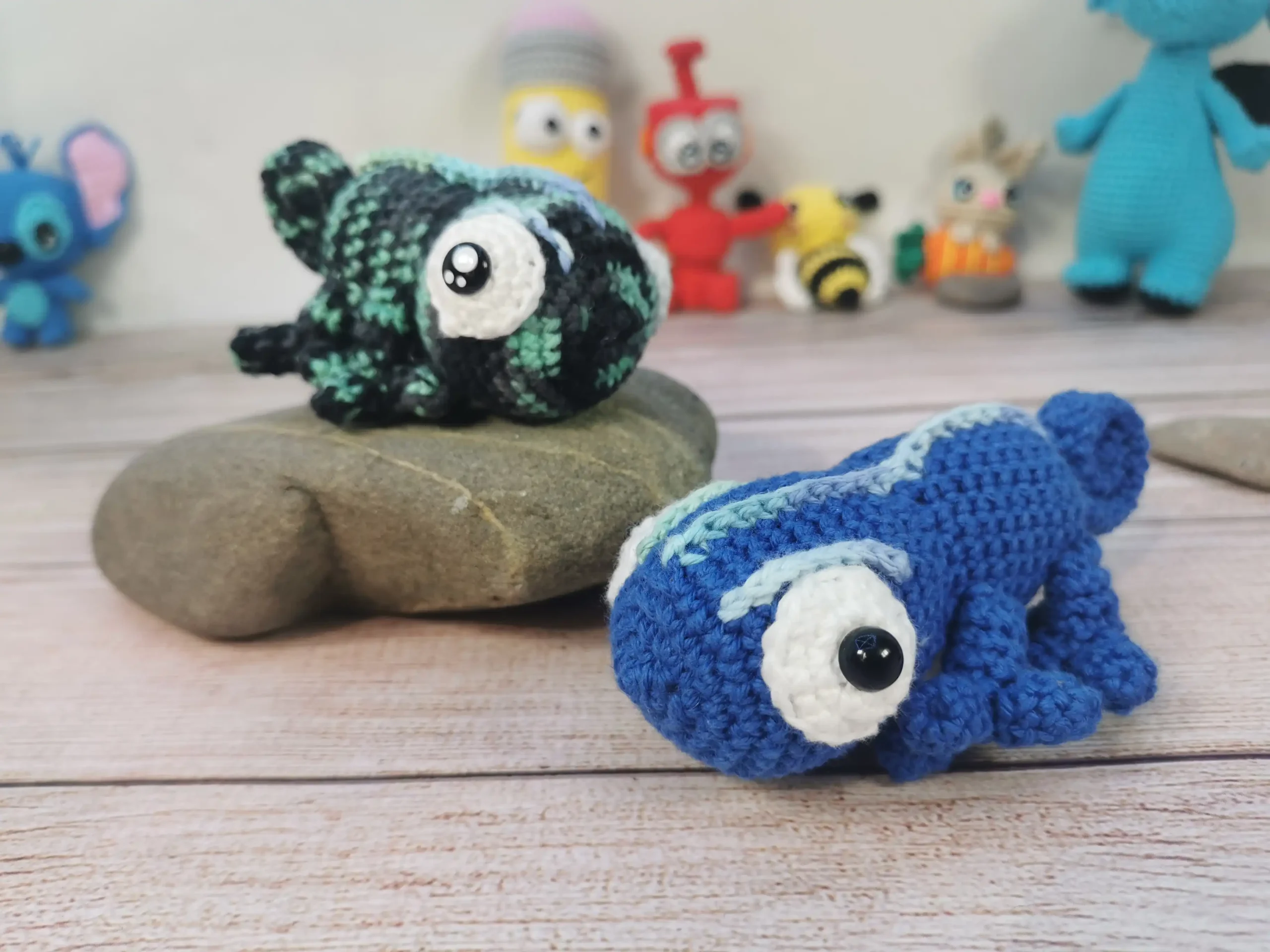 caméléons amigurumi fait main au crochet par La Mu's Heure
