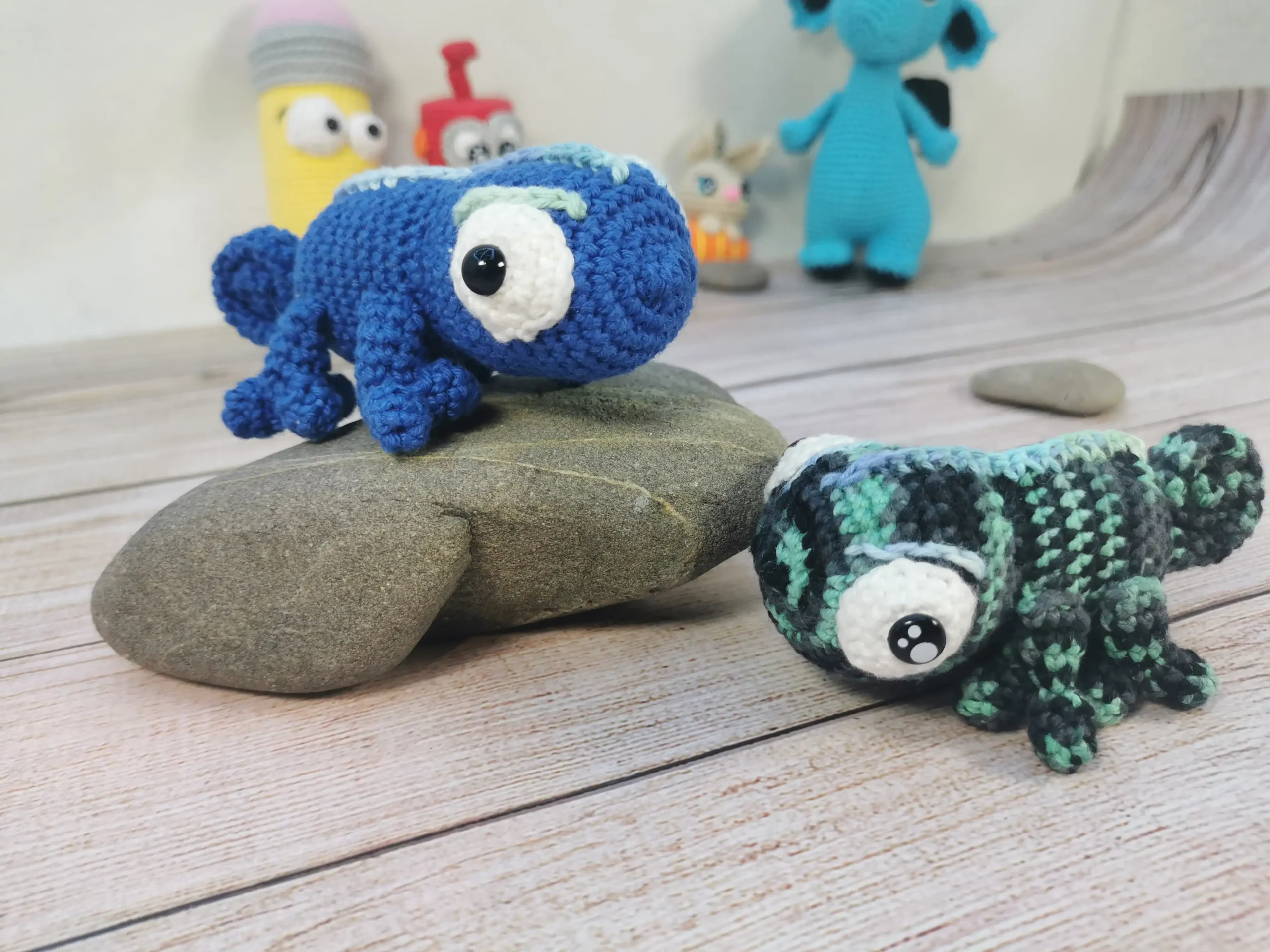 caméléons amigurumi fait main au crochet par La Mu's Heure