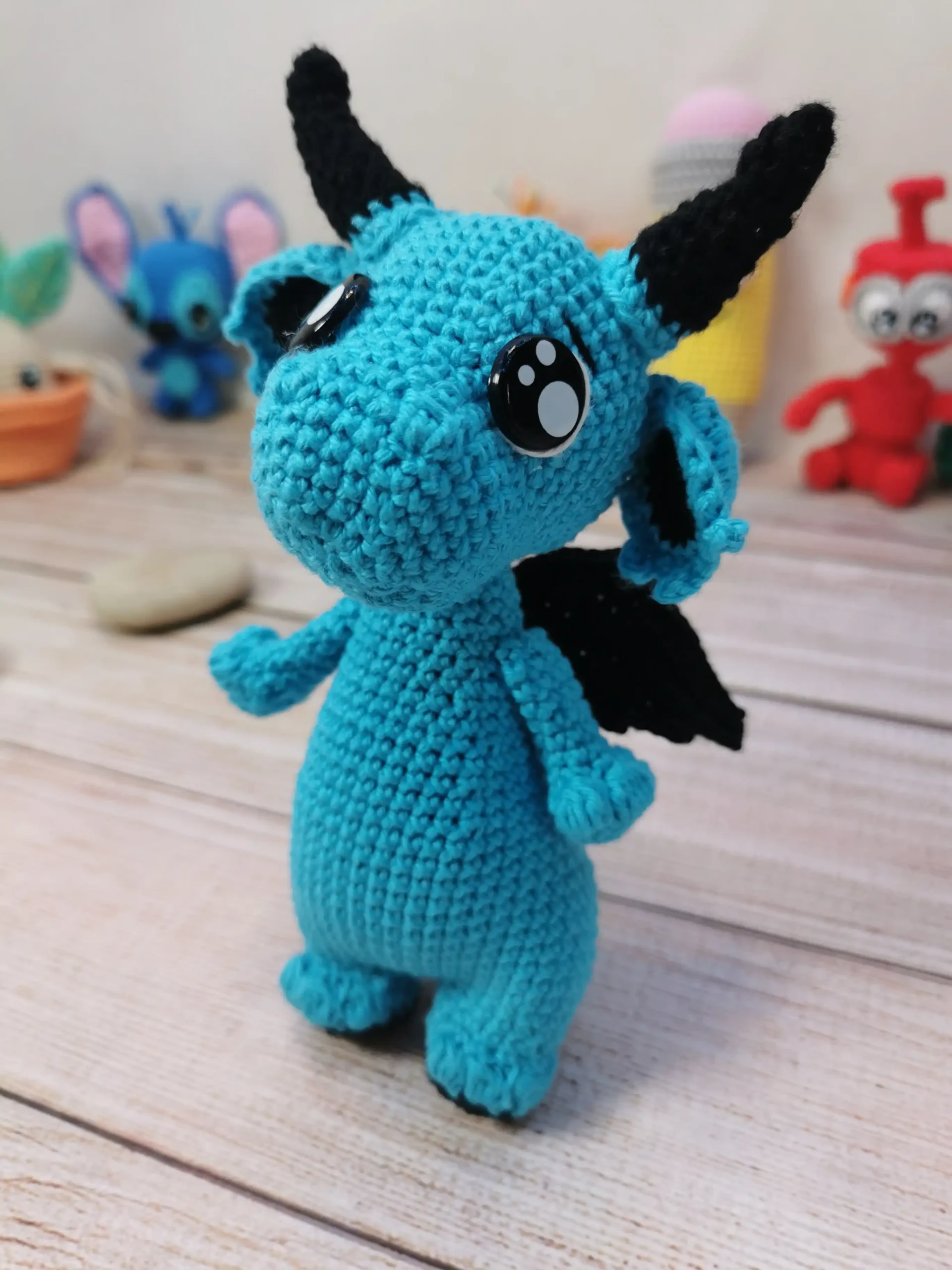 dragon littleblue amigurumi fait main au crochet par La Mu's Heure
