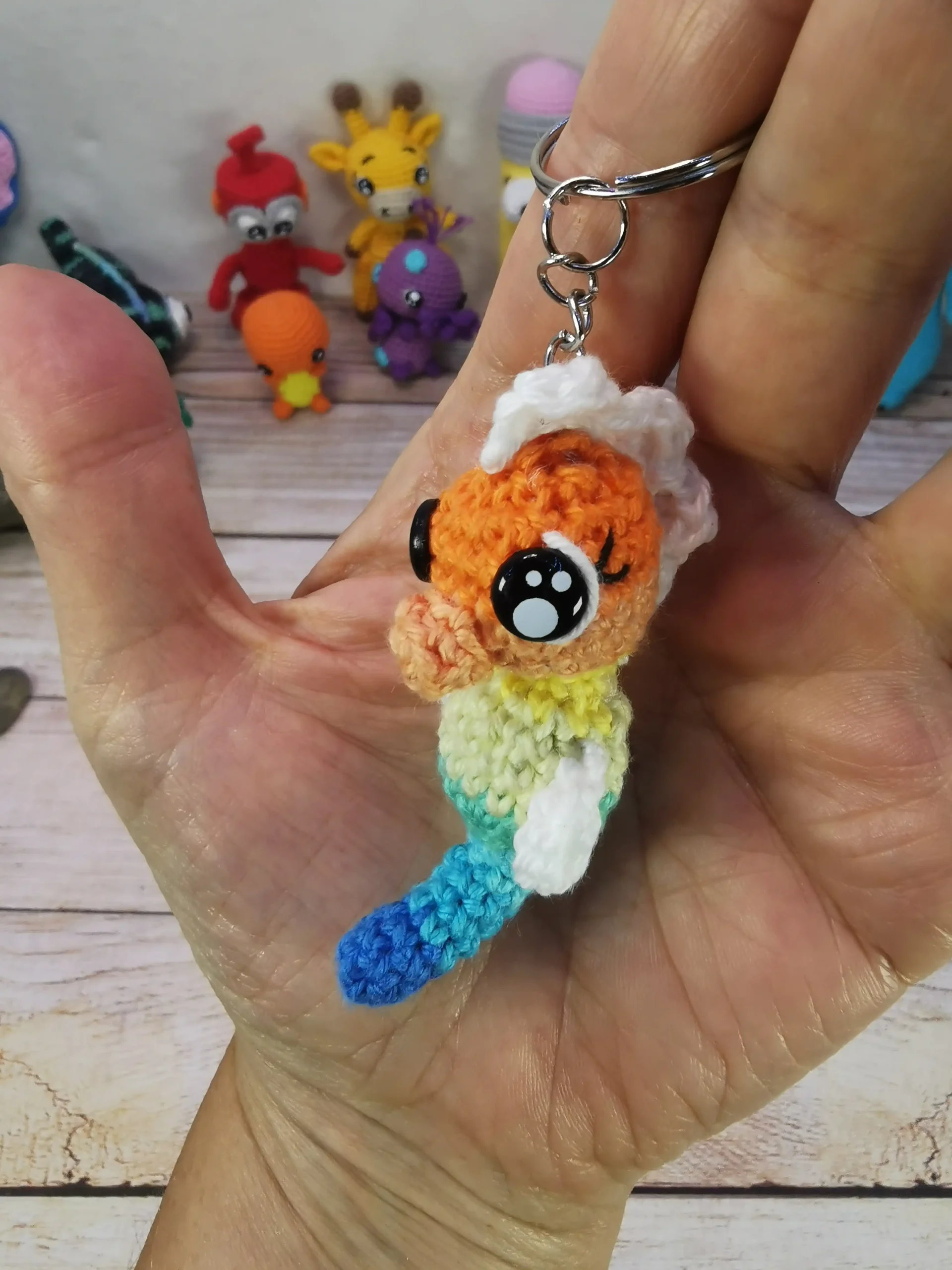 hippocampe amigurumi fait main au crochet par La Mu's heure