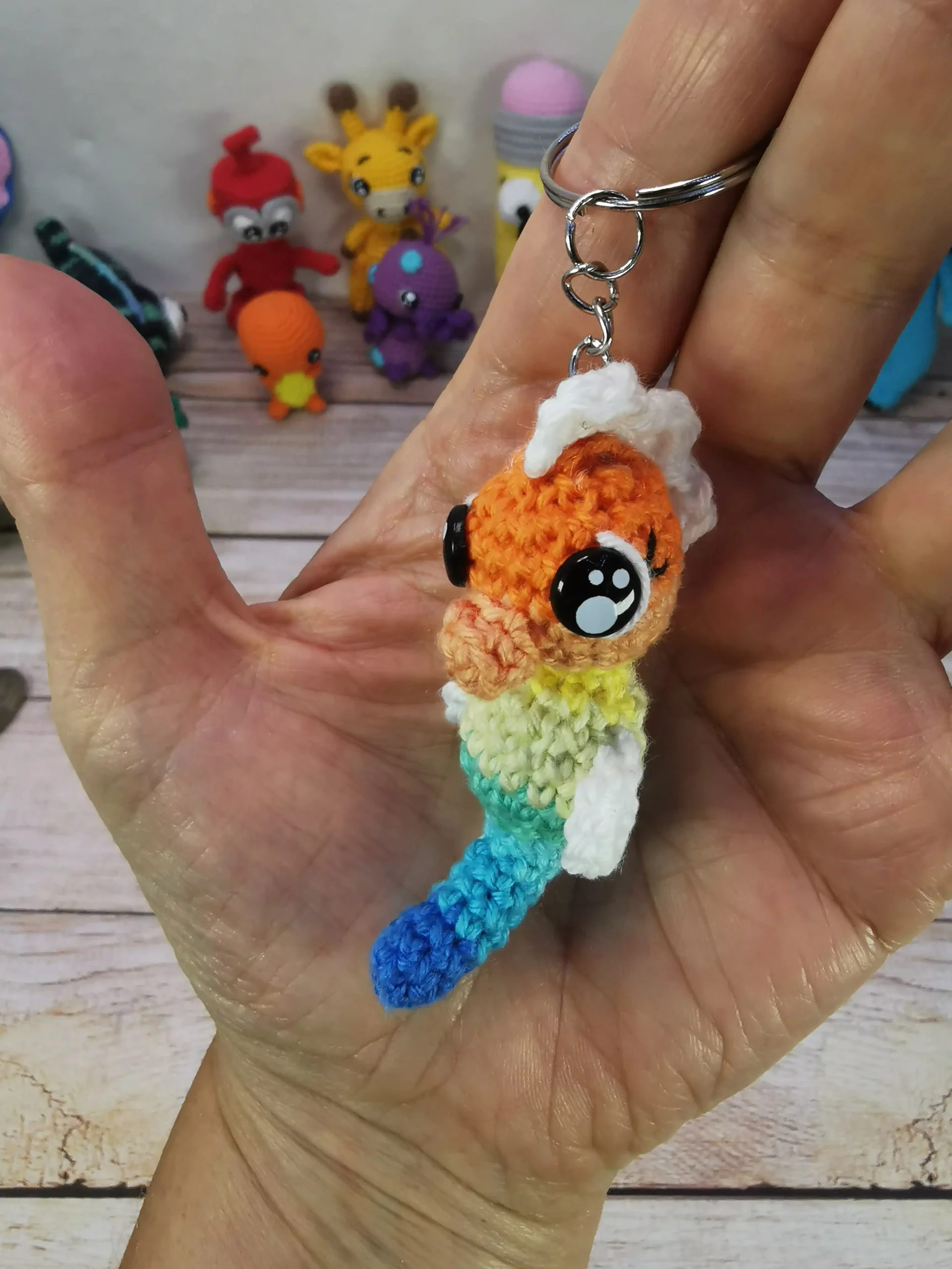 hippocampe amigurumi fait main au crochet par La Mu's heure