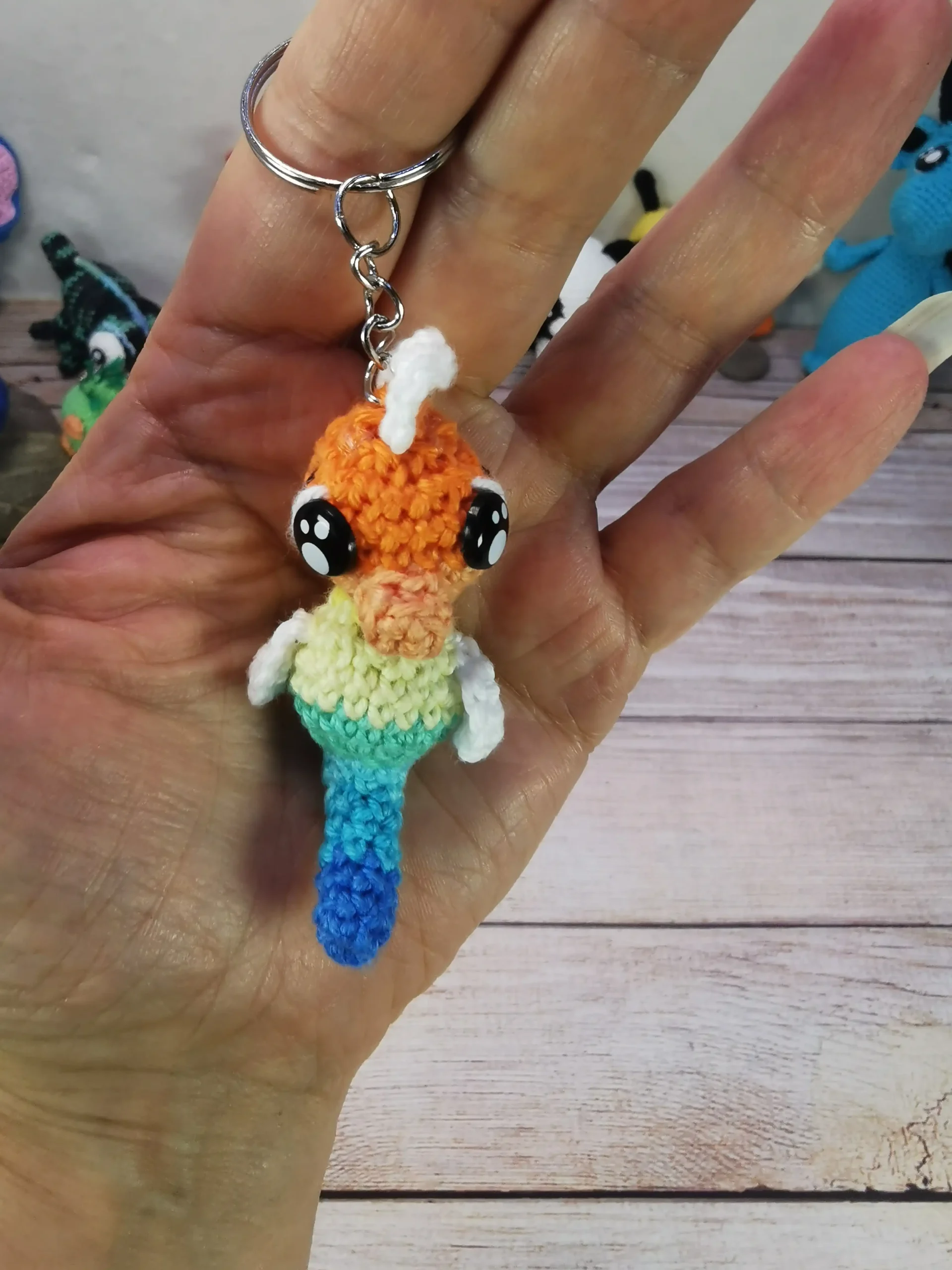 hippocampe amigurumi fait main au crochet par La Mu's heure