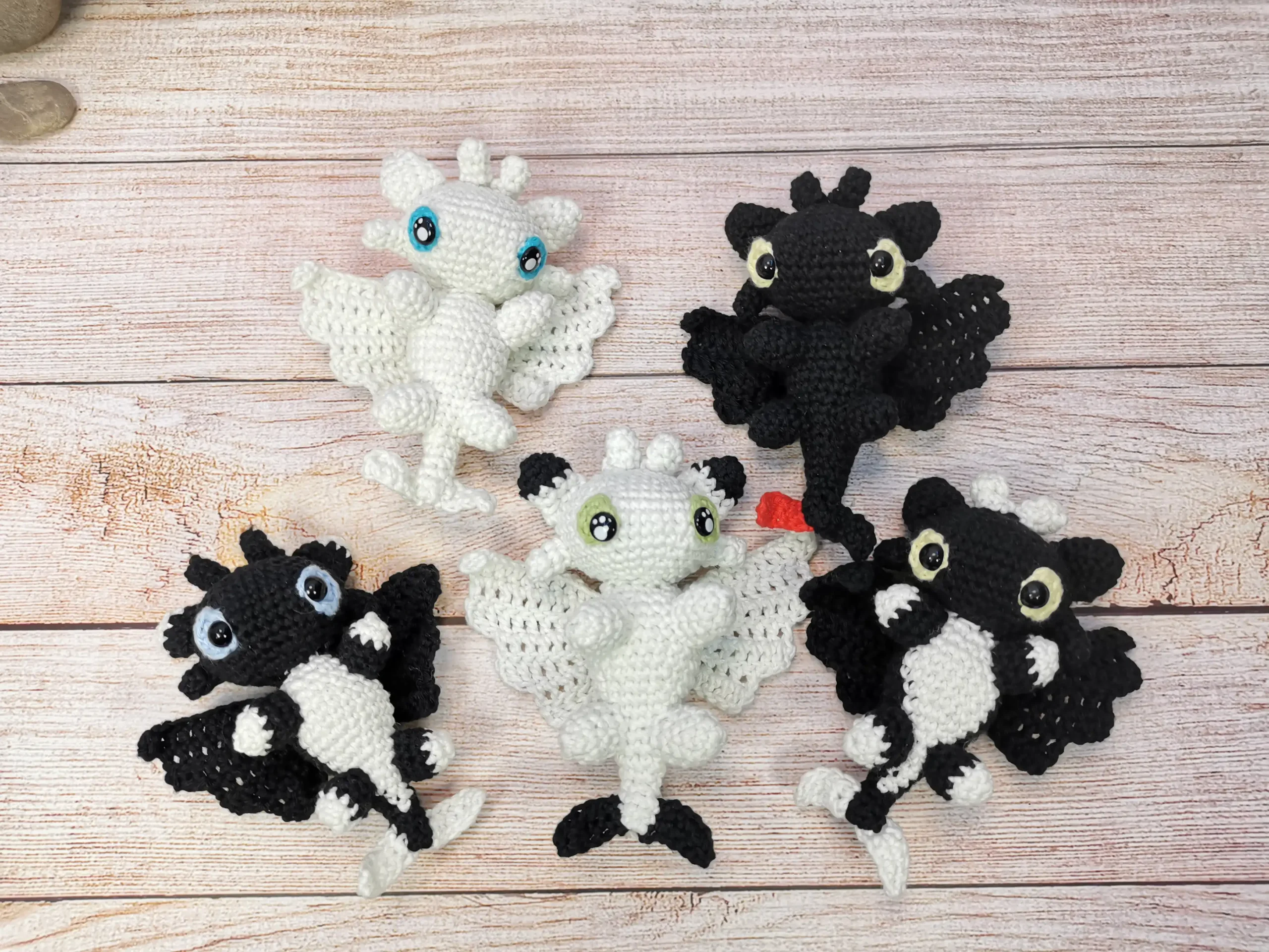 krokmou dragon furie nocturne furie éclair fluorescent amigurumi kawaii fais main au crochet par La Mu's heure