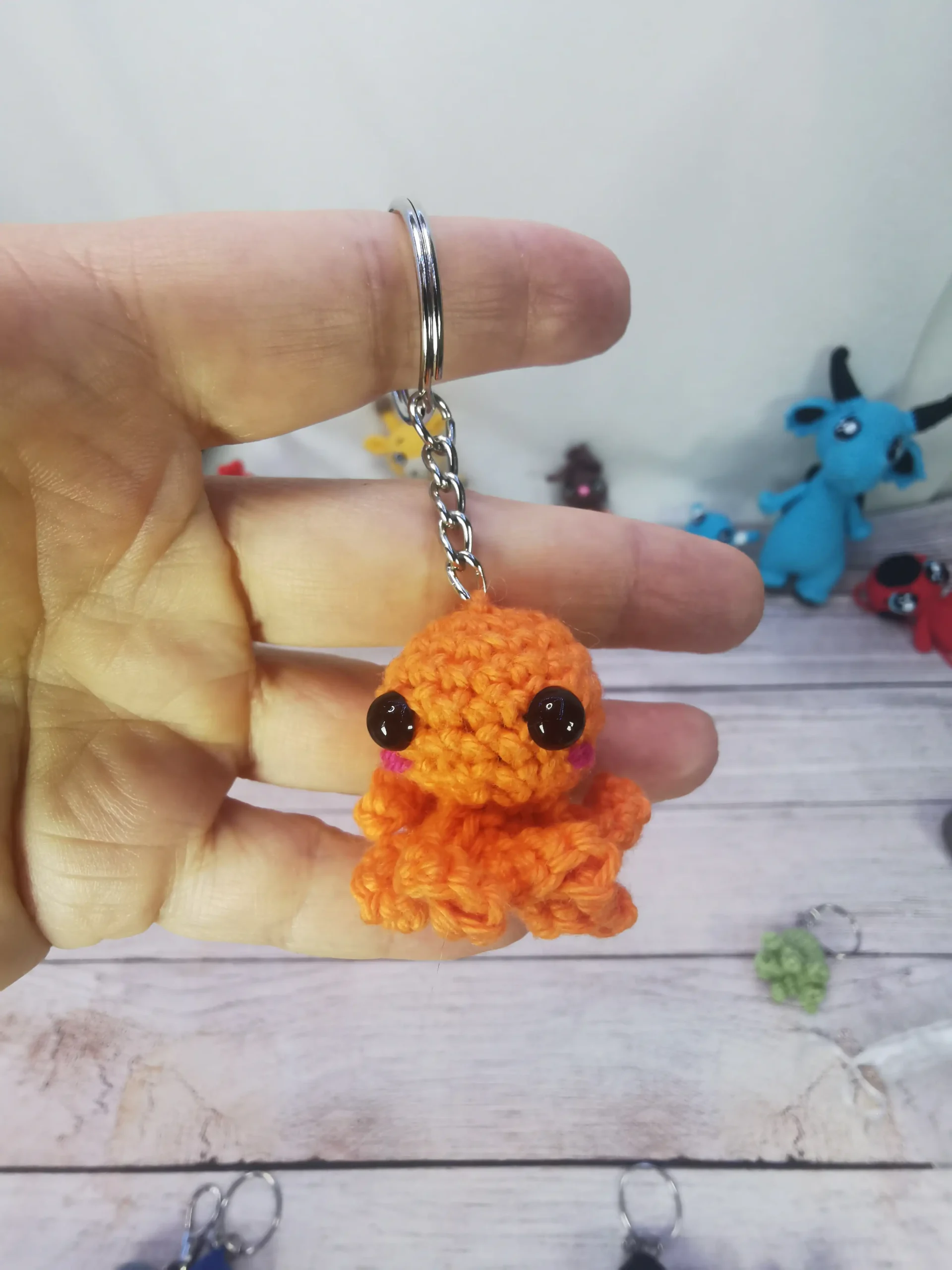porte-clés pieuvres orange fait main par La Mu's Heure