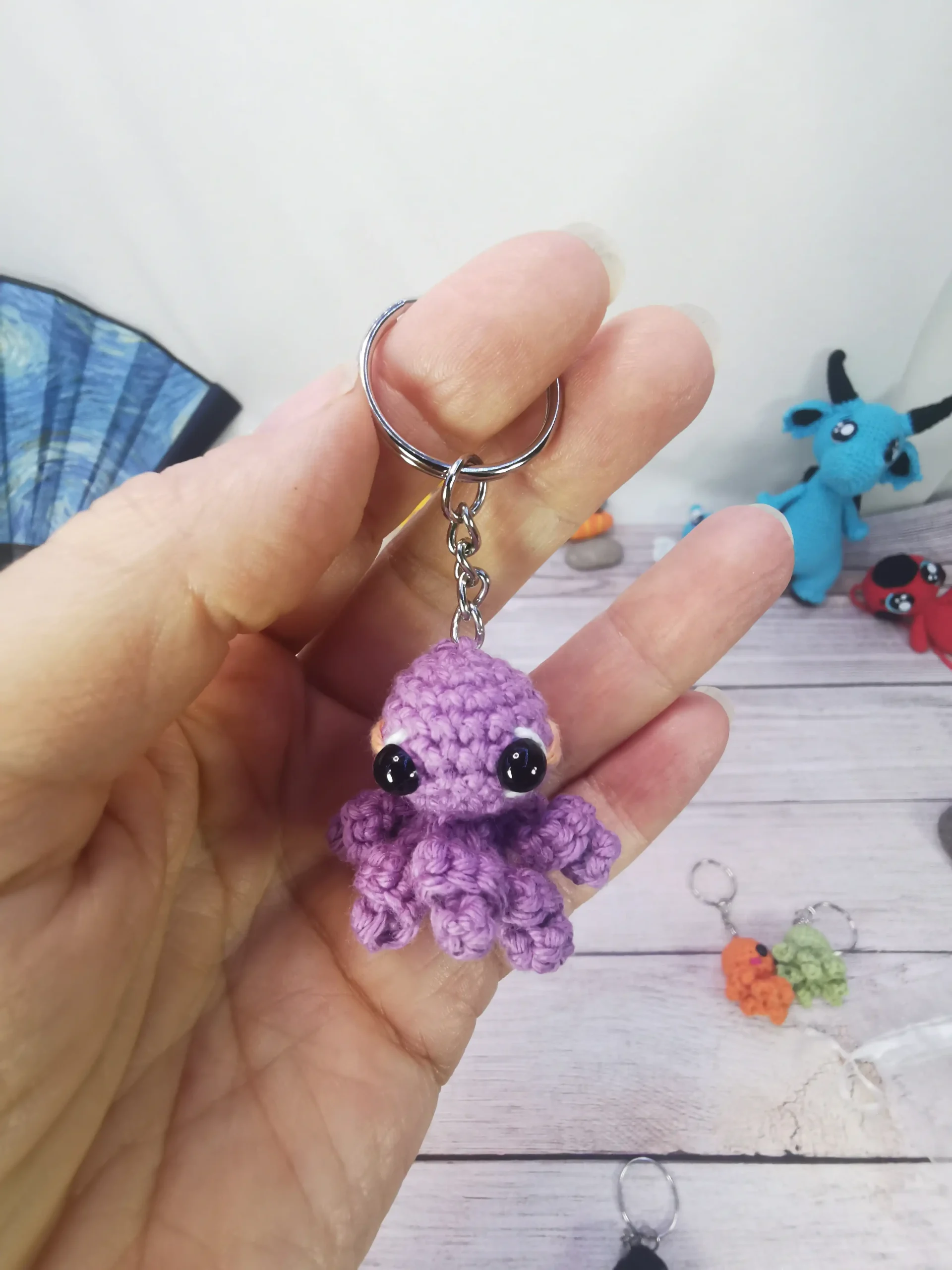 porte-clés pieuvres violette fait main par La Mu's Heure