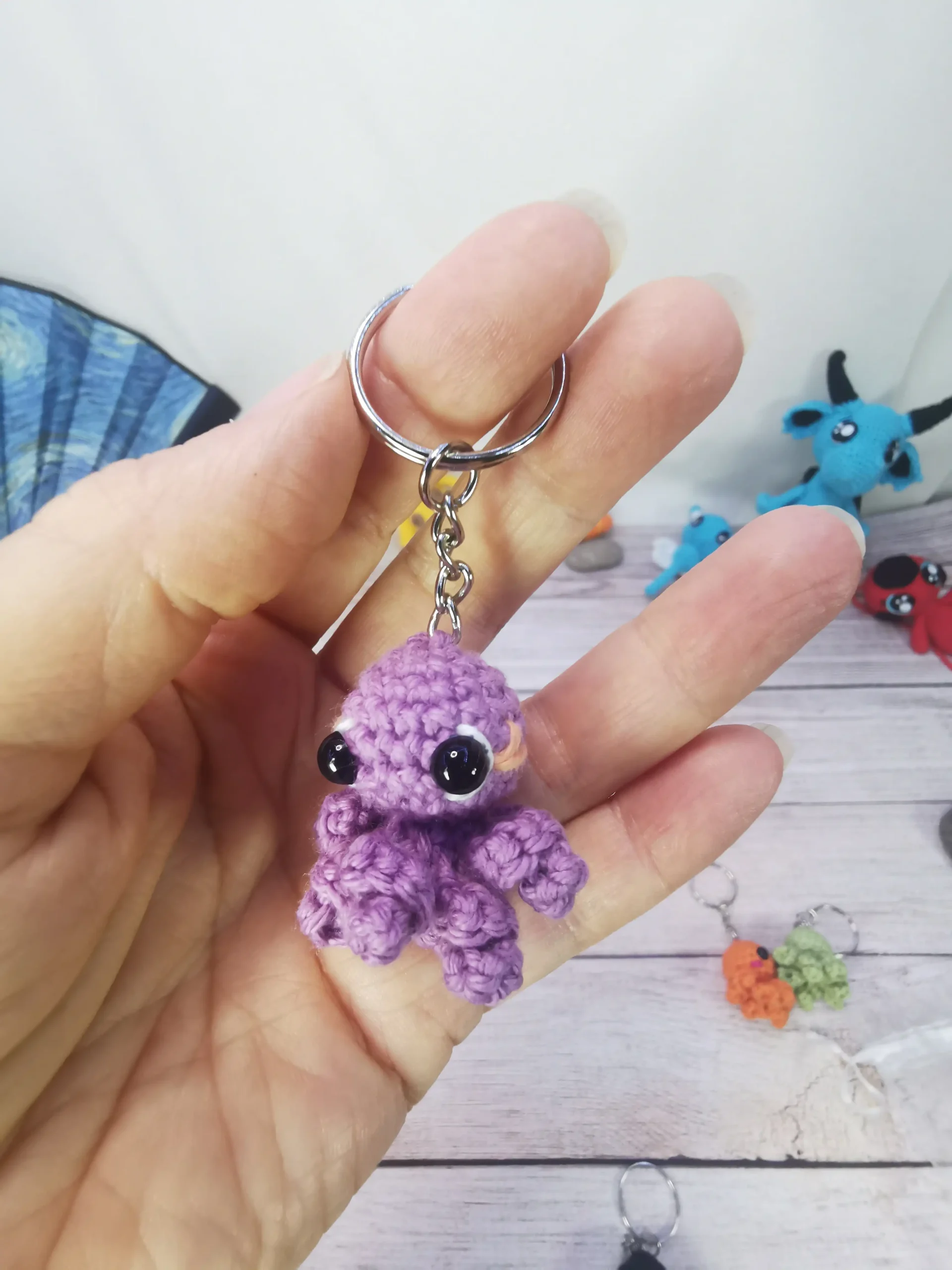 porte-clés pieuvres violette fait main par La Mu's Heure