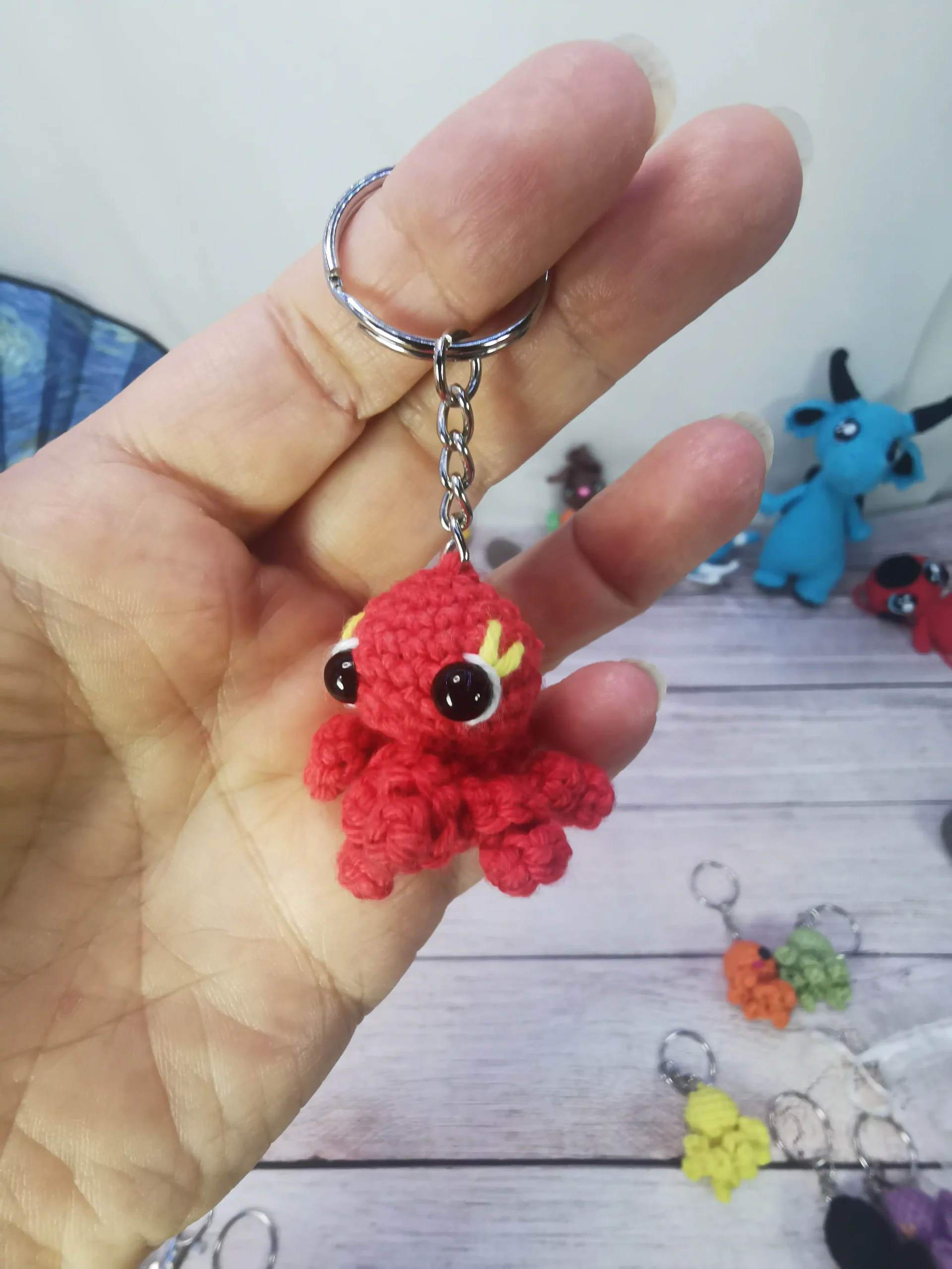 porte-clés pieuvres rouge fait main par La Mu's Heure