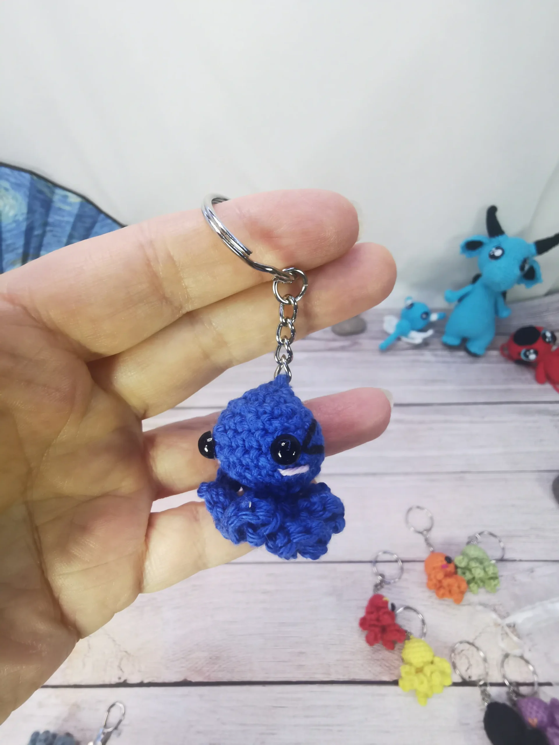 porte-clés pieuvres bleue fait main par La Mu's Heure
