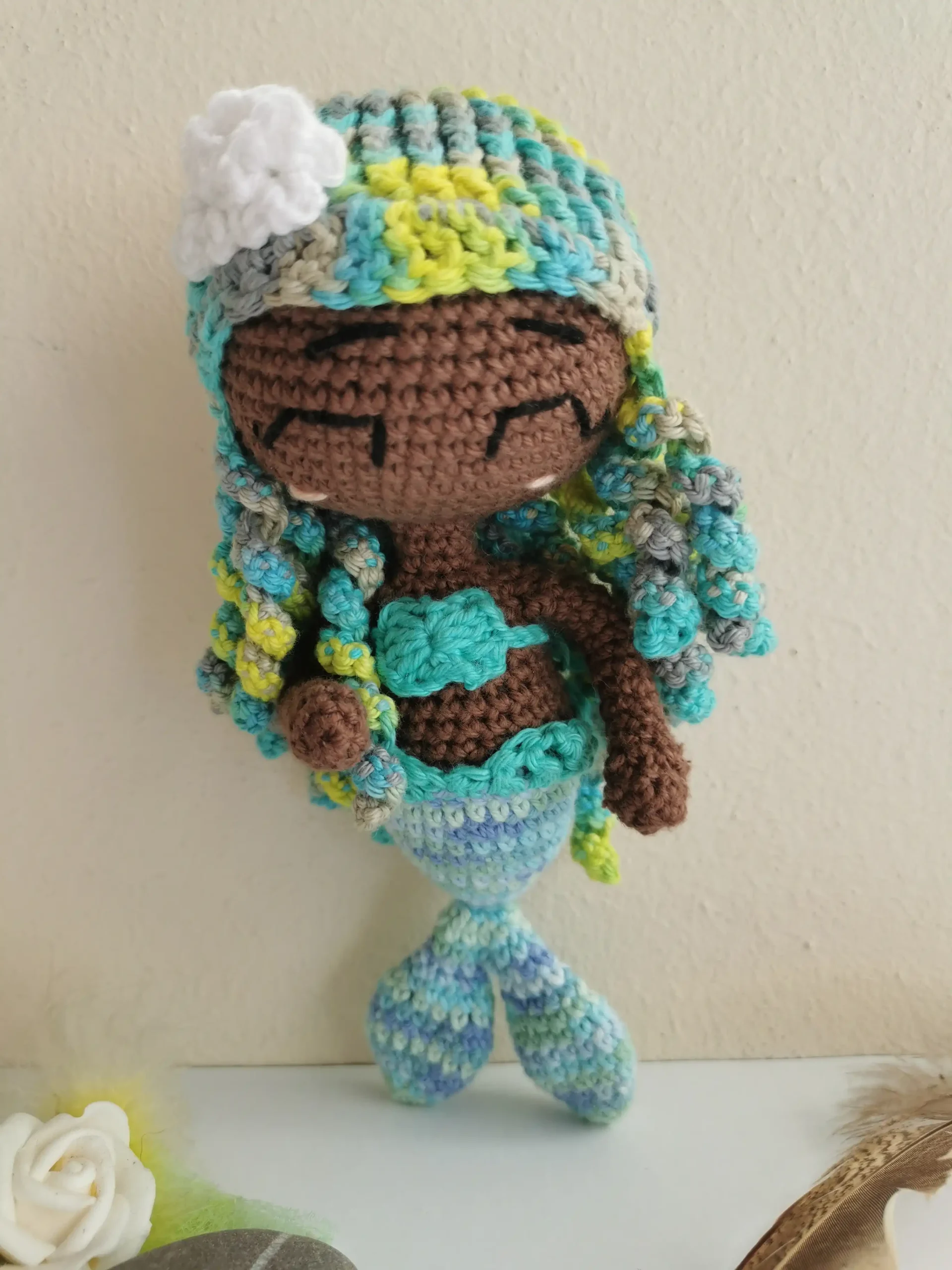 Sirène amigurumi fait main au crochet par La Mu's heure