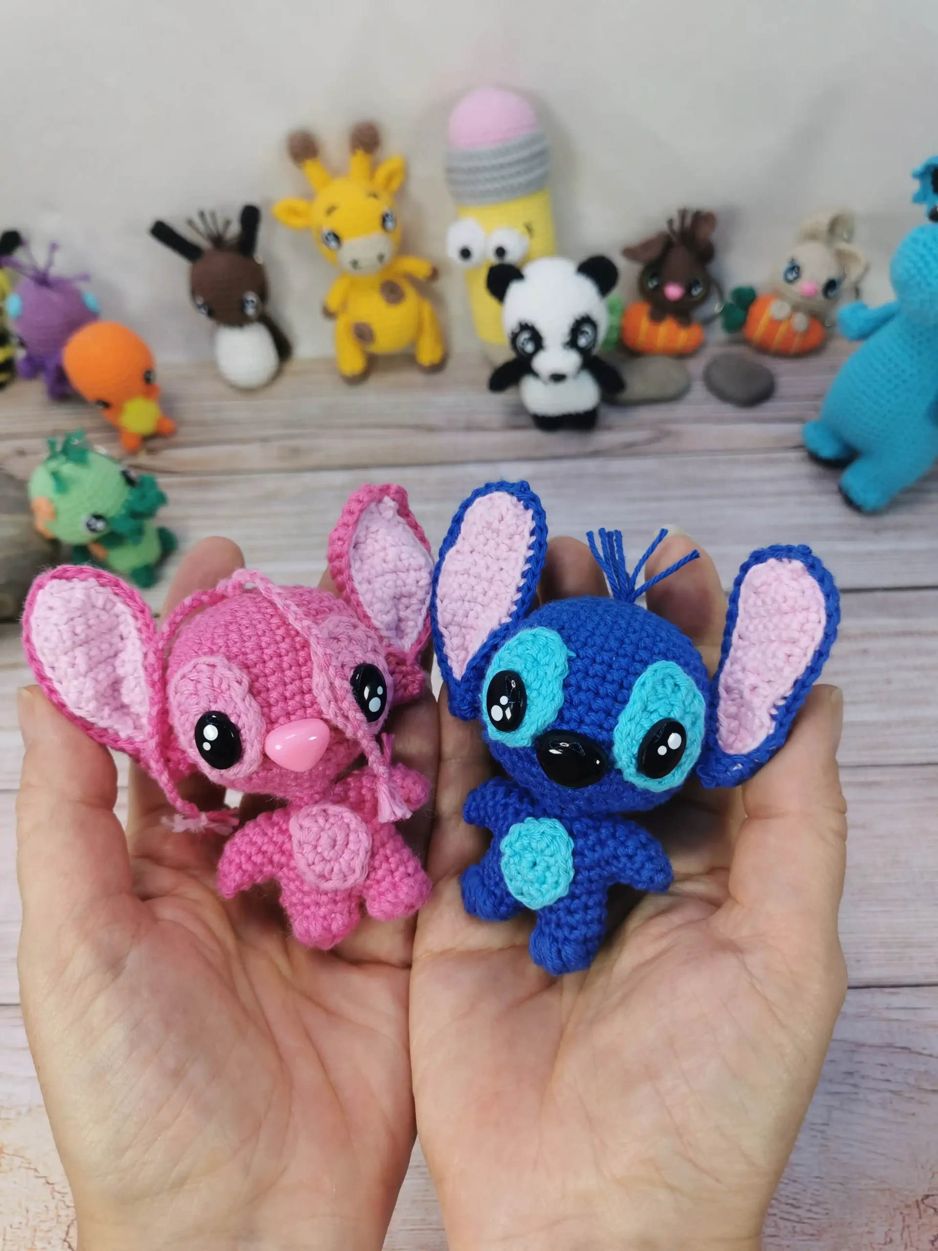 Stitch et Angel fait main au crochet par la Mu's Heure