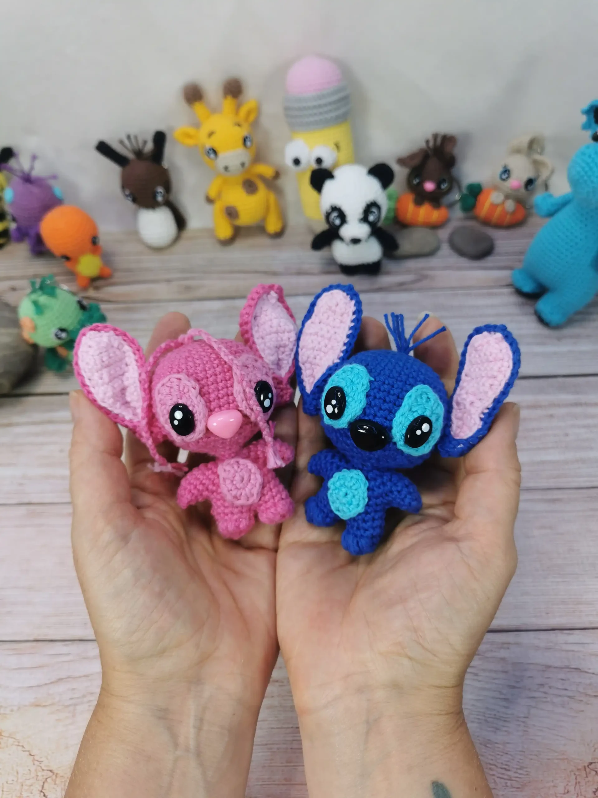 Stitch et Angel fait main au crochet par la Mu's Heure