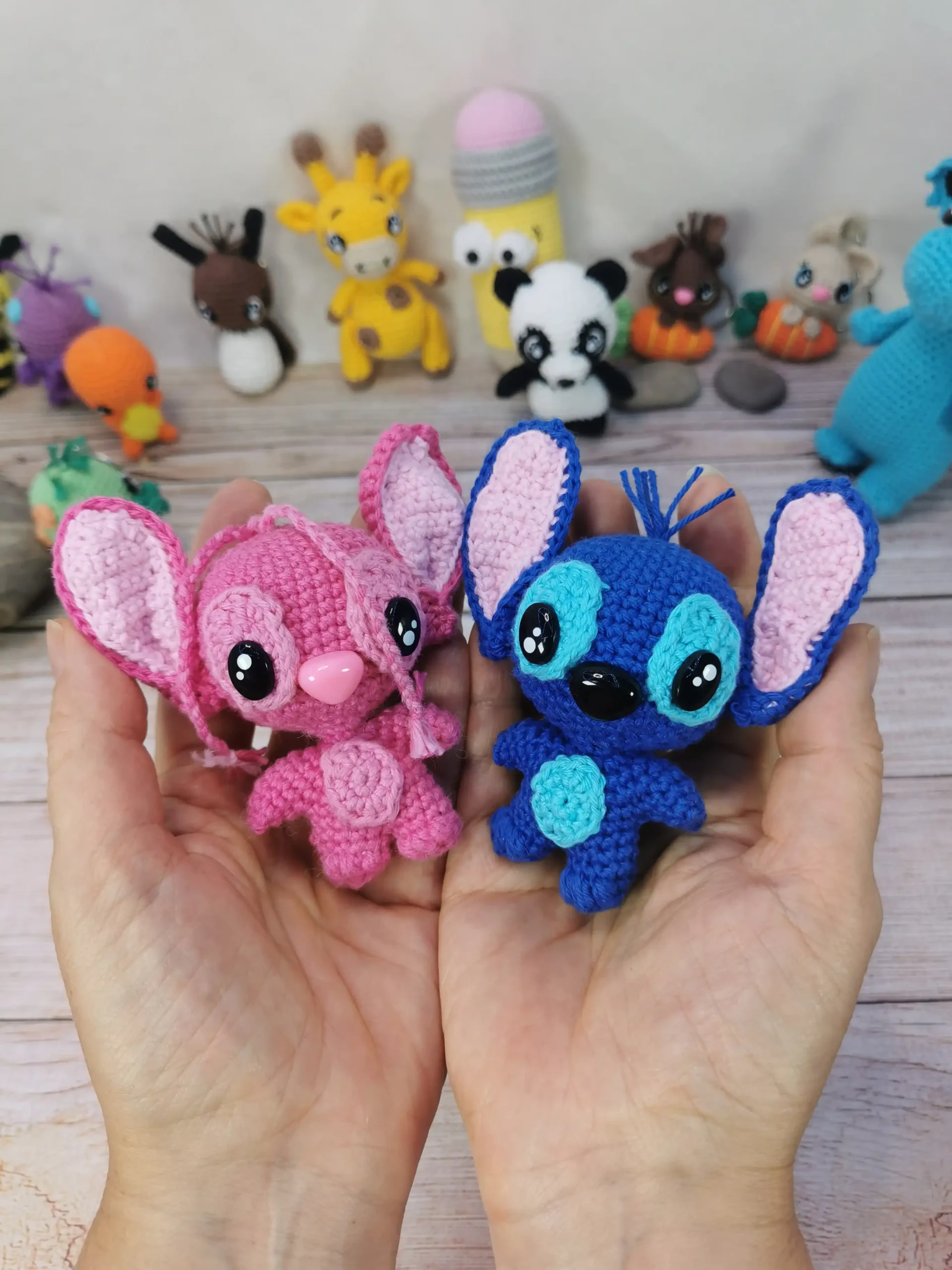 Stitch et Angel fait main au crochet par la Mu's Heure