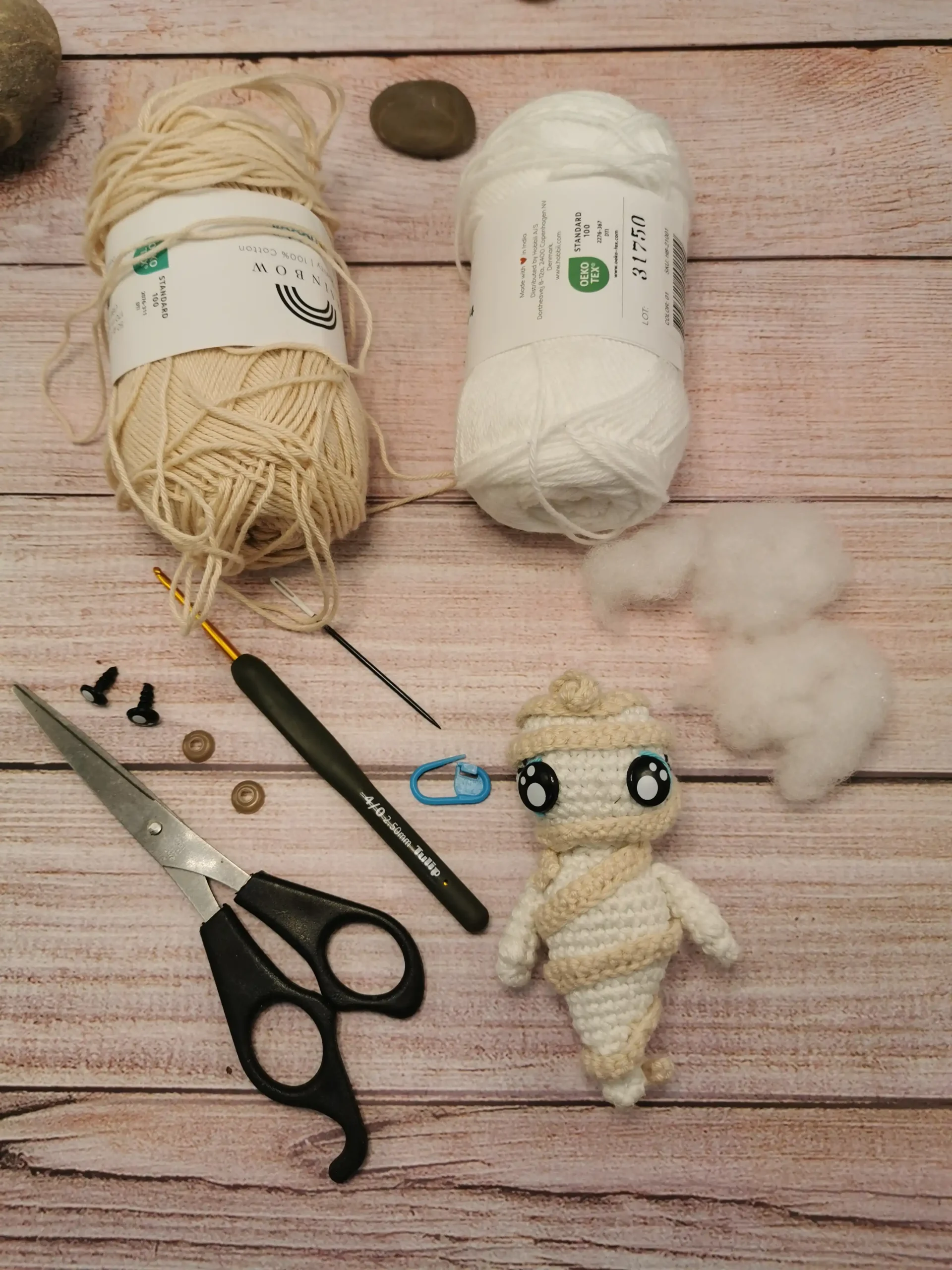 Tutoriel Crochet PDF – Momie Fantôme Amigurumi (Facile – 10 cm)