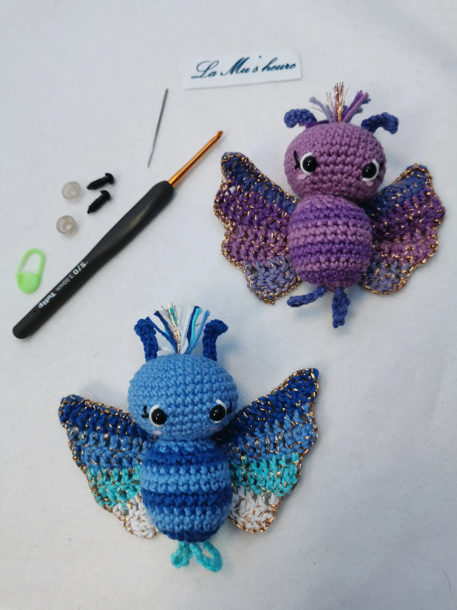 tuto papillon amigurumi fait main au crochet par La Mu's heure